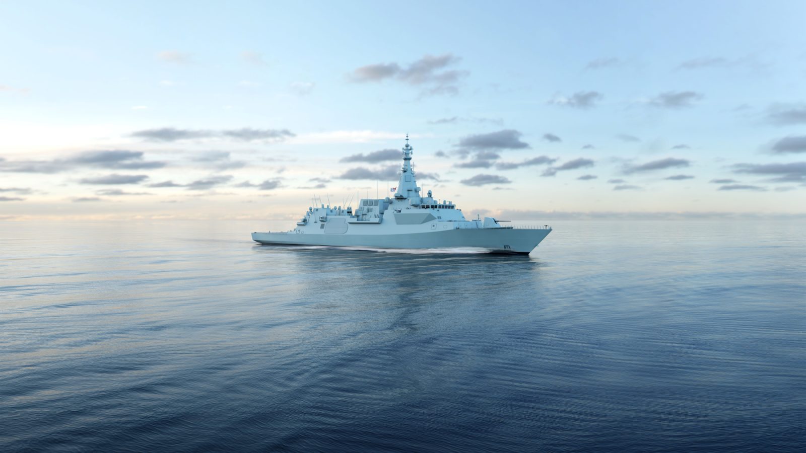 A render image of a River-Class Destroyer for the Royal Canadian Navy. Image courtesy of Irving Shipbuilding.
